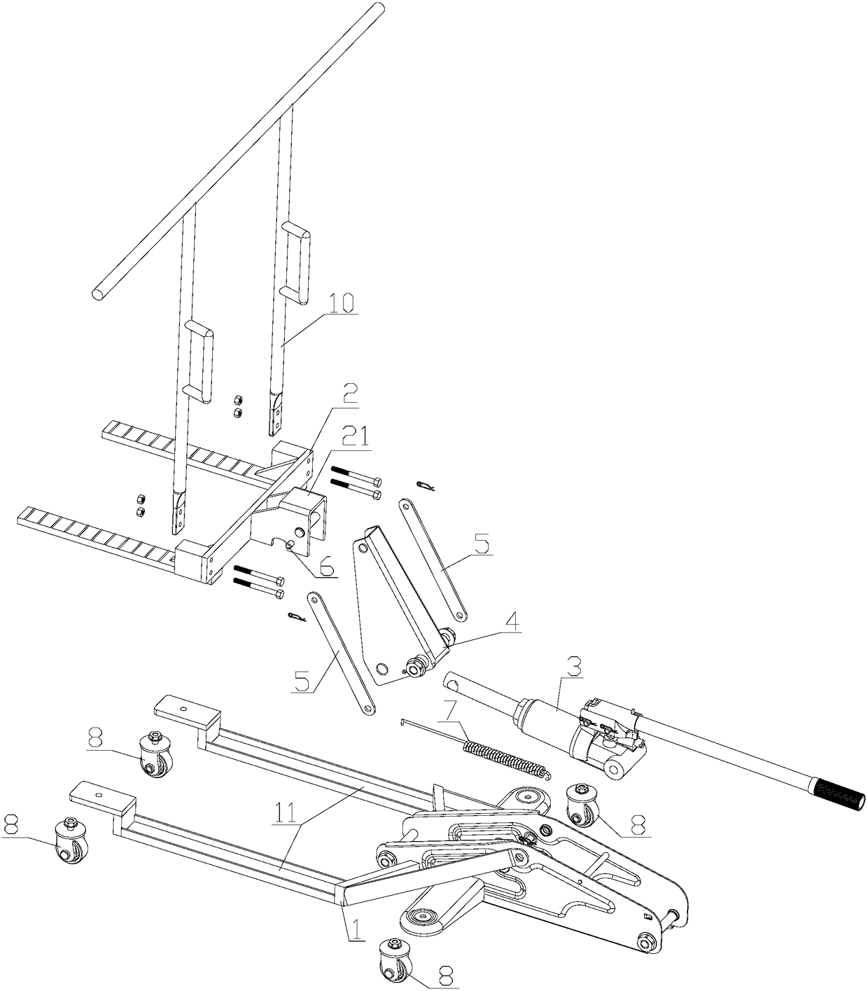 A jack for mounting car tires