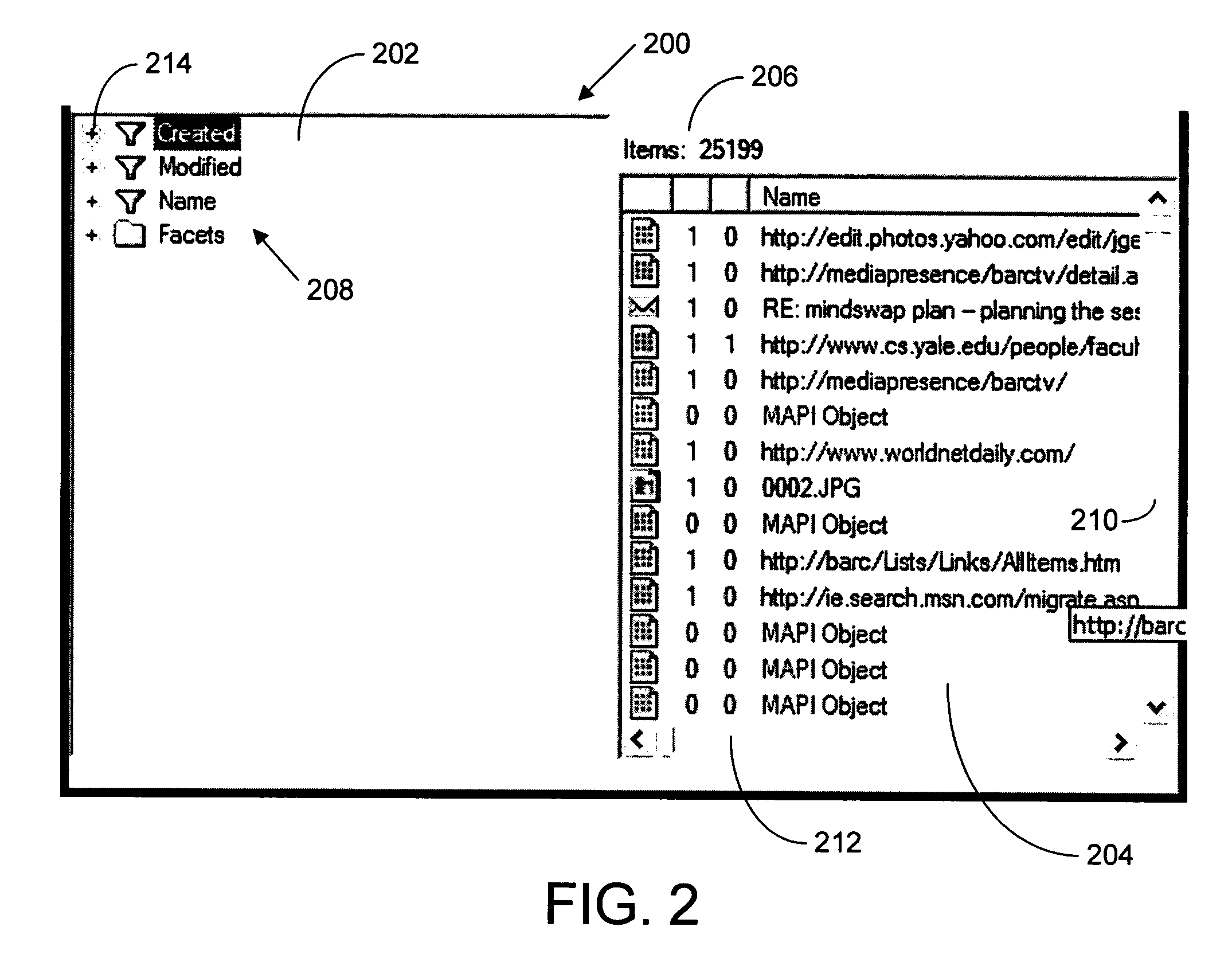 System and process for presenting search results in a tree format