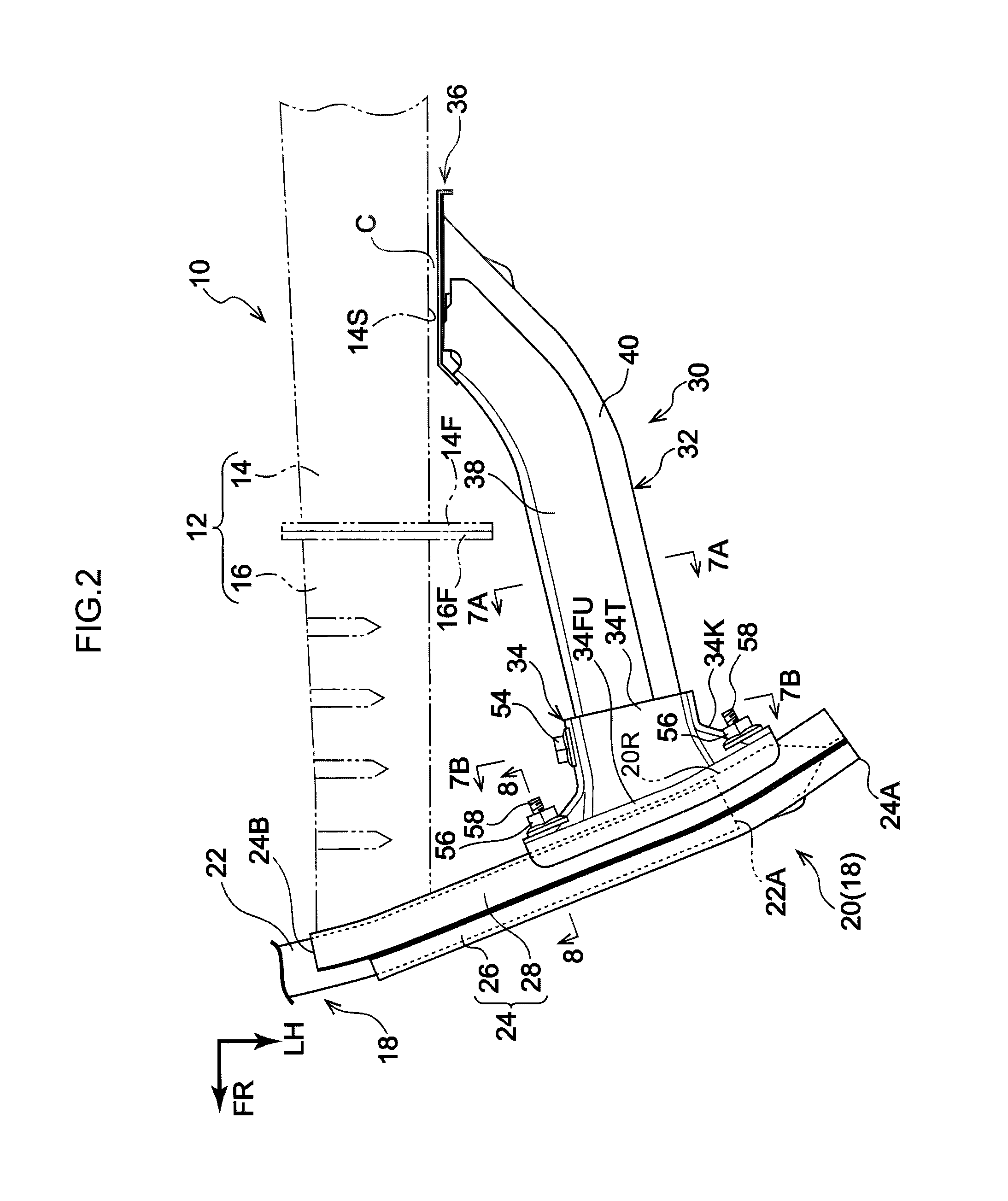 Vehicle body end section structure