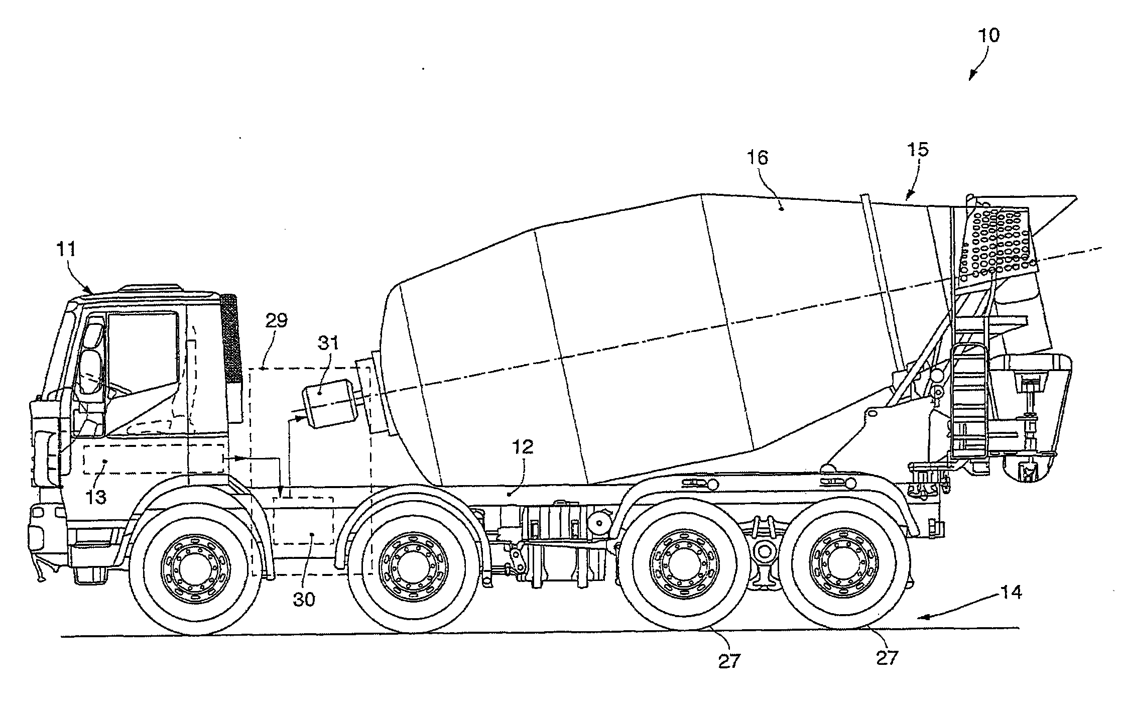 Concrete mixer with perfected auxiliary device