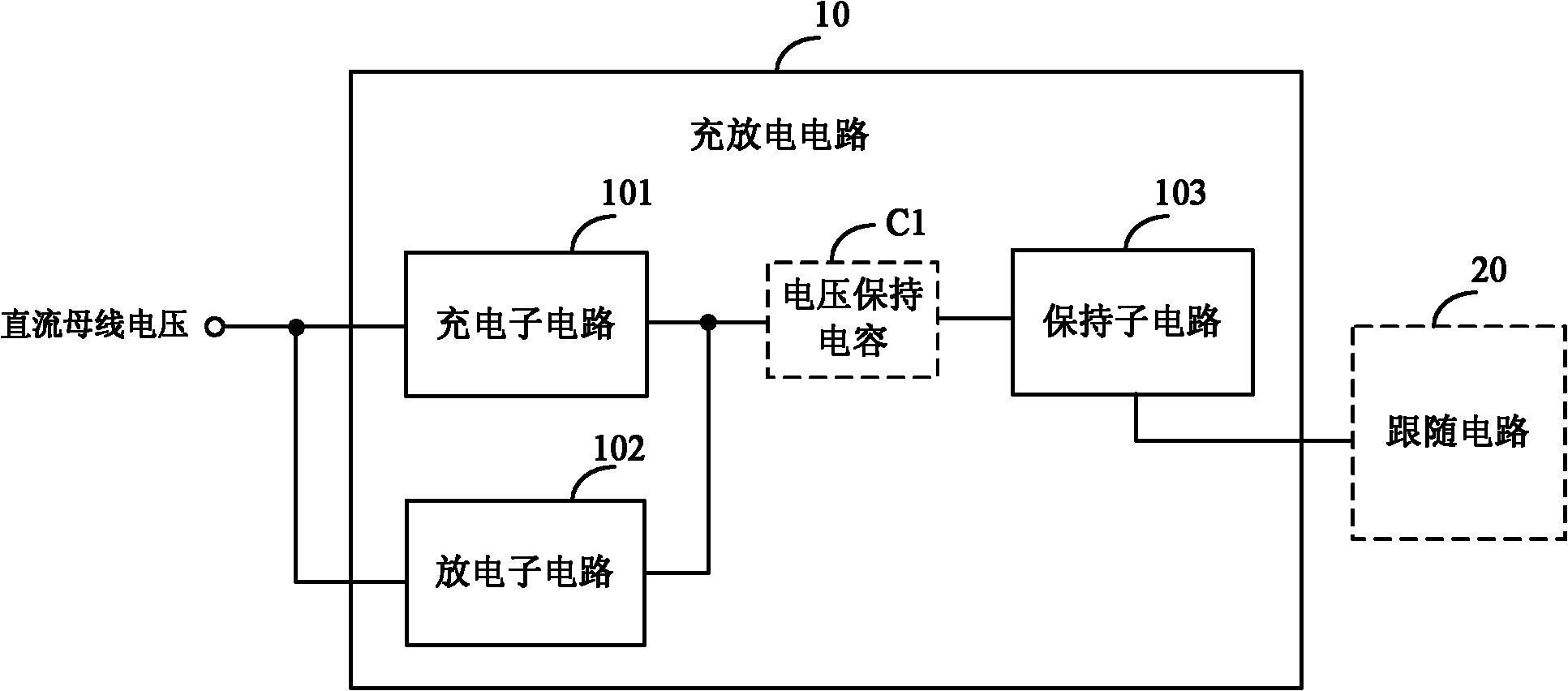 Collecting circuit for direct current bus