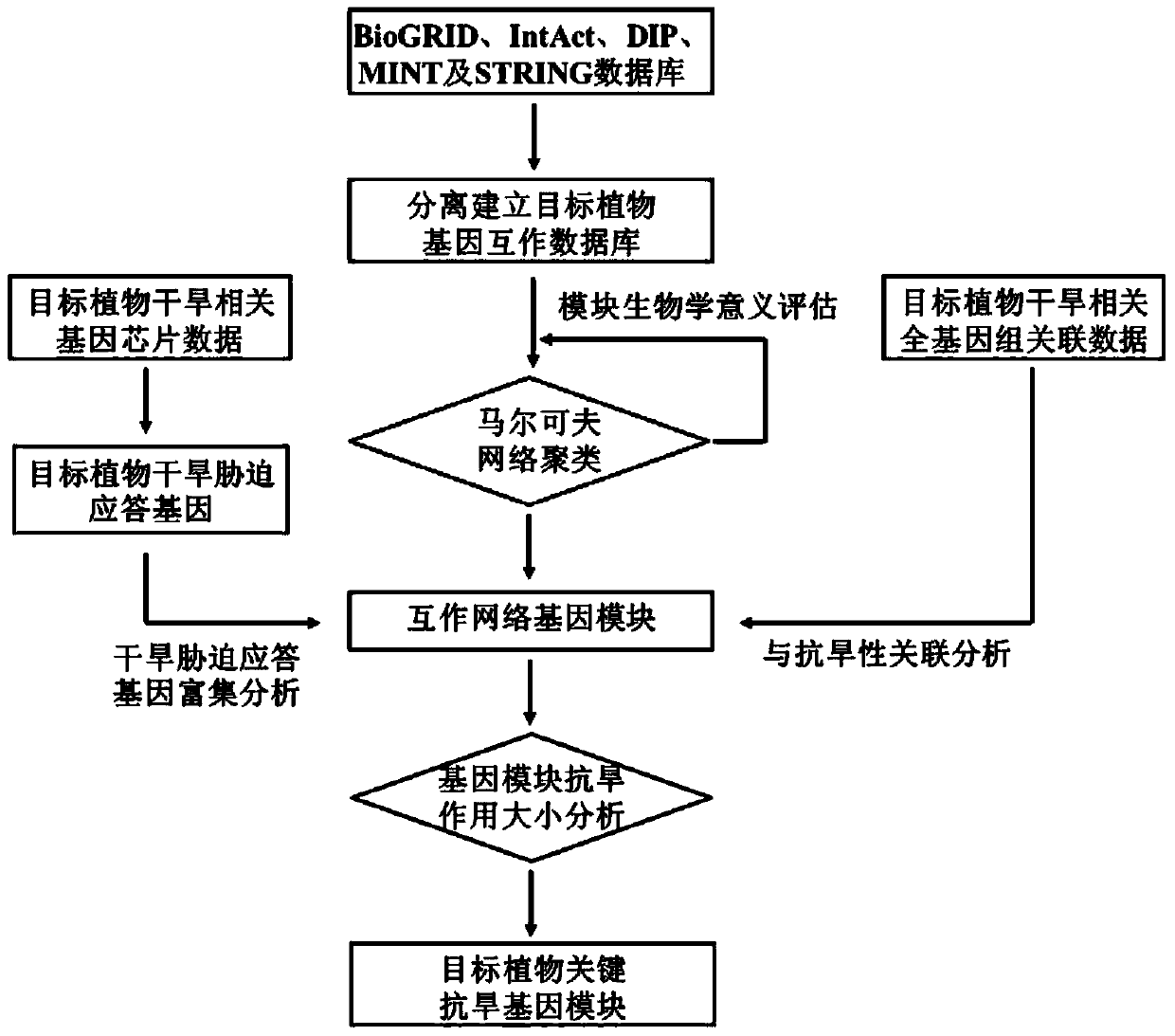 A method of mining drought resistance gene modules in plants