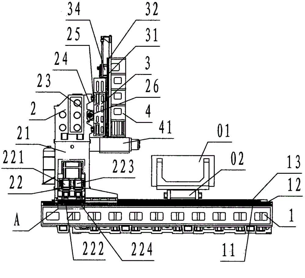 Numerical control milling machine realizing moving of gantry under driving of gear and rack