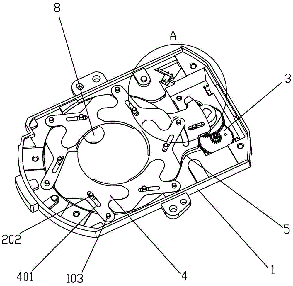 A stepping aperture device with a photoelectric detection device