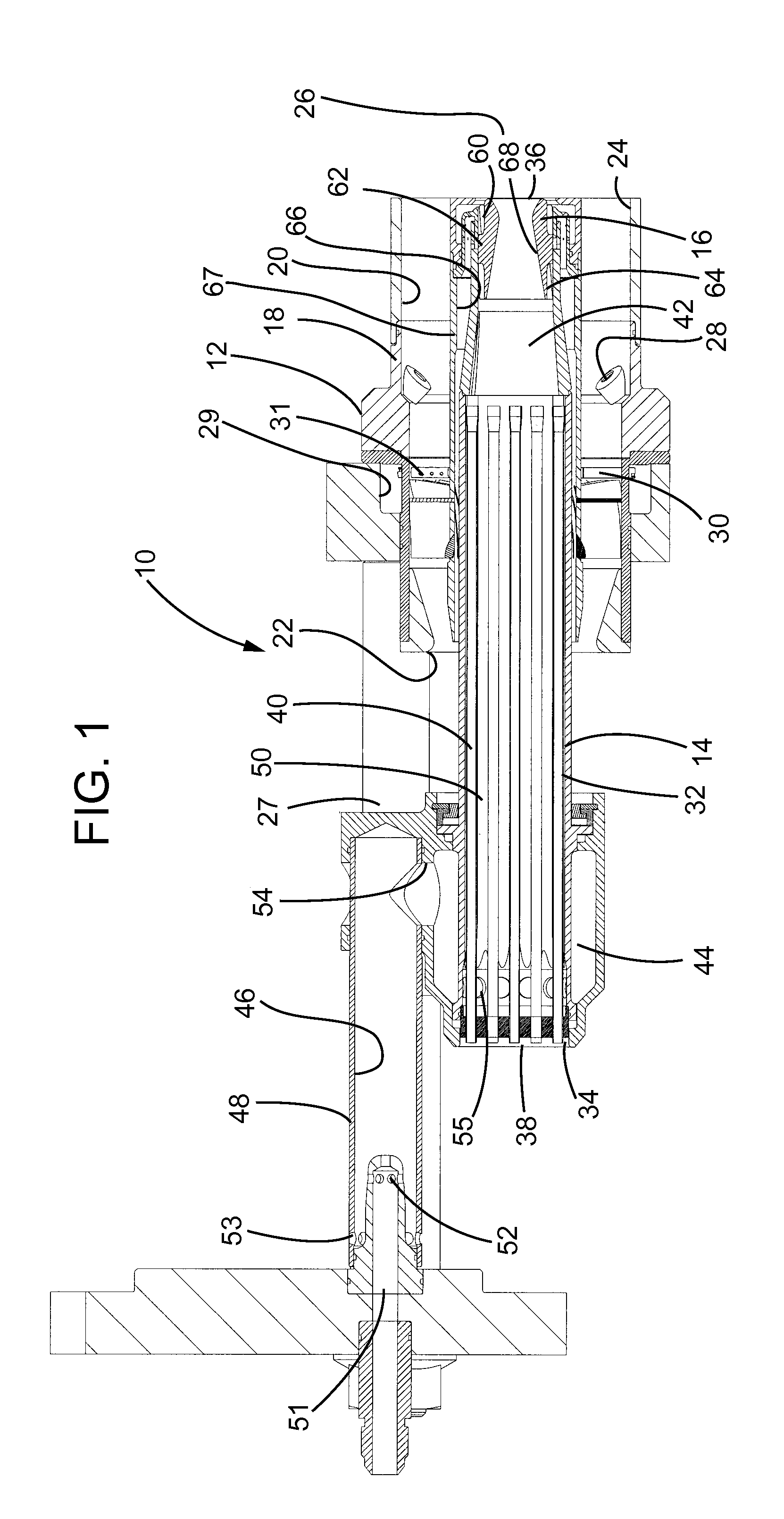 FLOW CONDITIONER FOR FUEL INJECTOR FOR COMBUSTOR AND METHOD FOR LOW-NOx COMBUSTOR