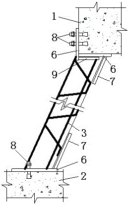 Construction method and template structure of ultra-thin steel truss inclined wall