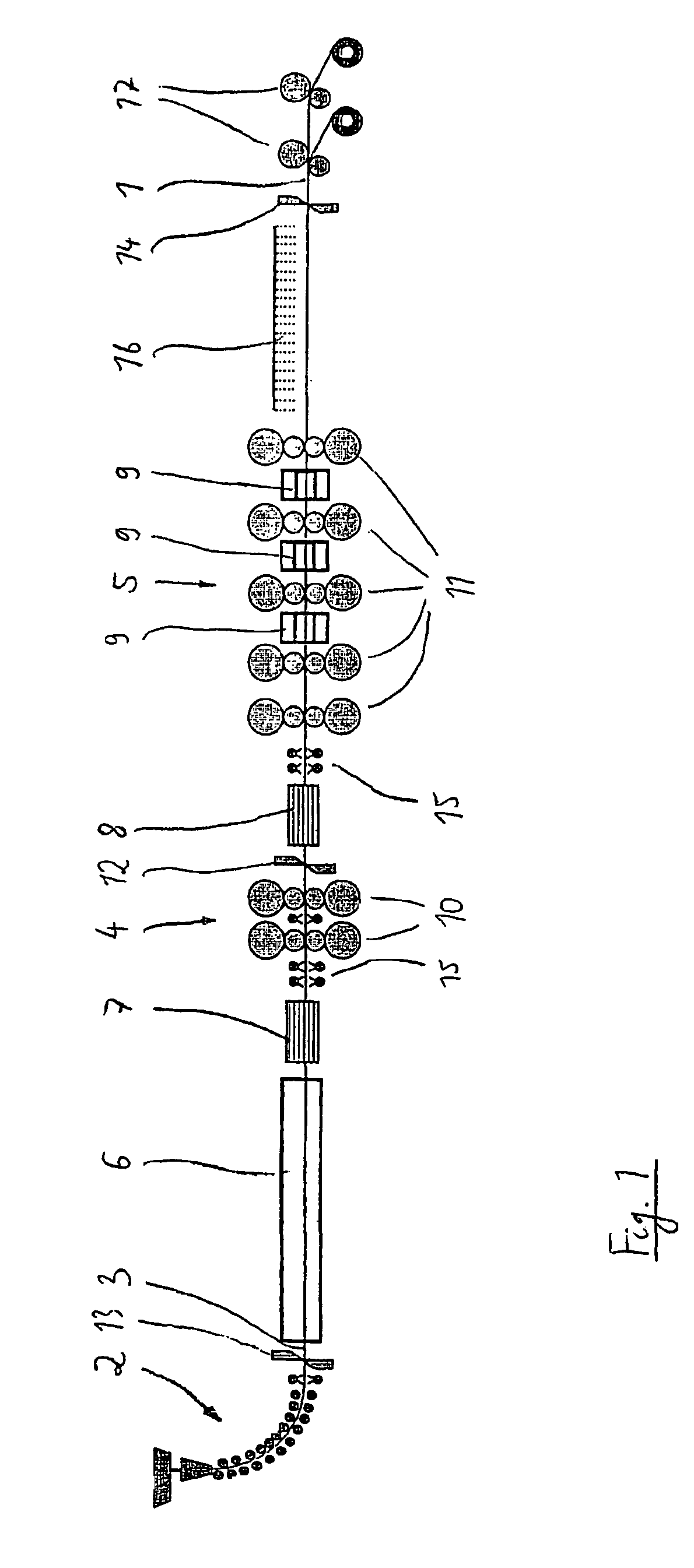 Method and device for producing a metal strip by continuous casting and rolling