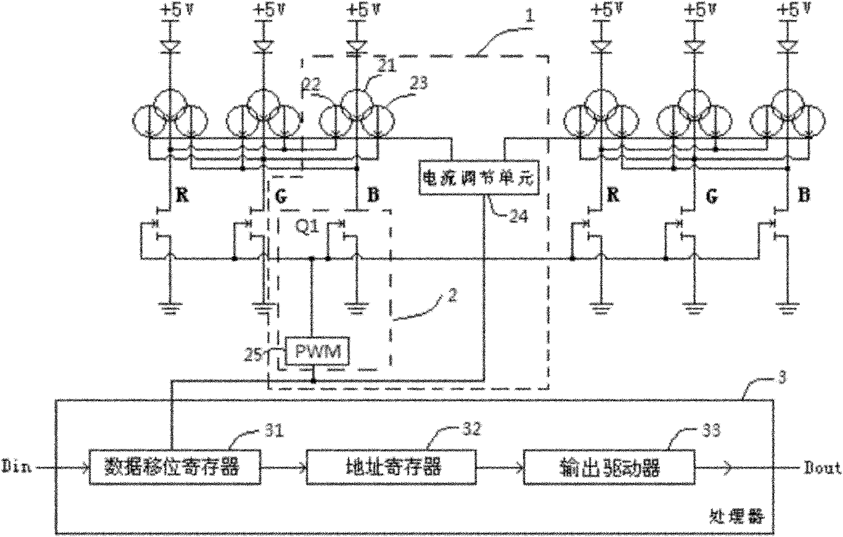 Light-emitting diode (LED) wavelength correcting circuit