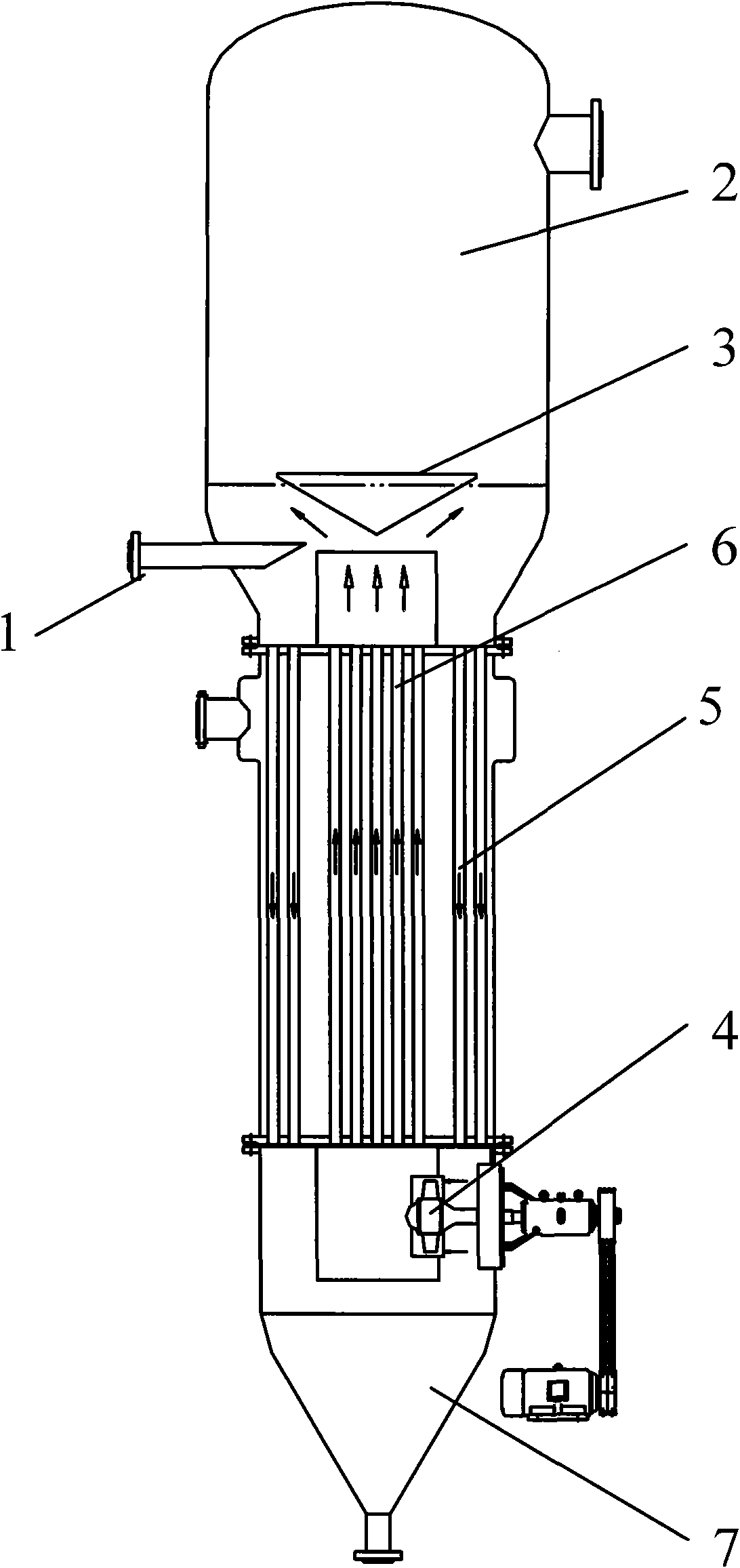 Internal circulation evaporator with settling chamber