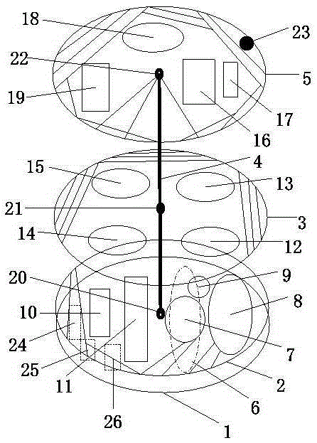 Intelligent three-layer rotary tableware bracket