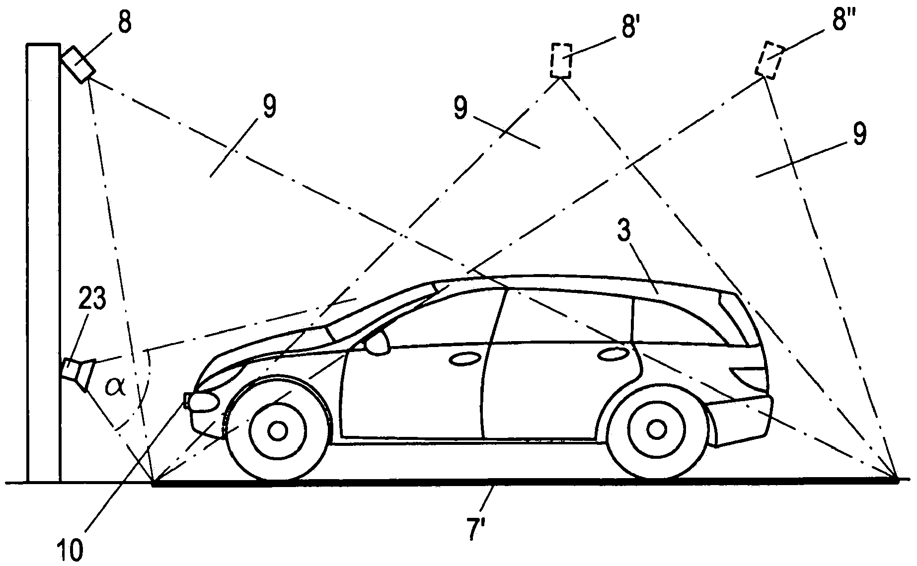 Device for monitoring a vehicle parking place