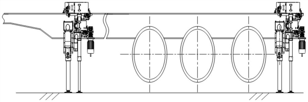 Automatic leveling and supporting device for trailer carriage body of snow wax truck