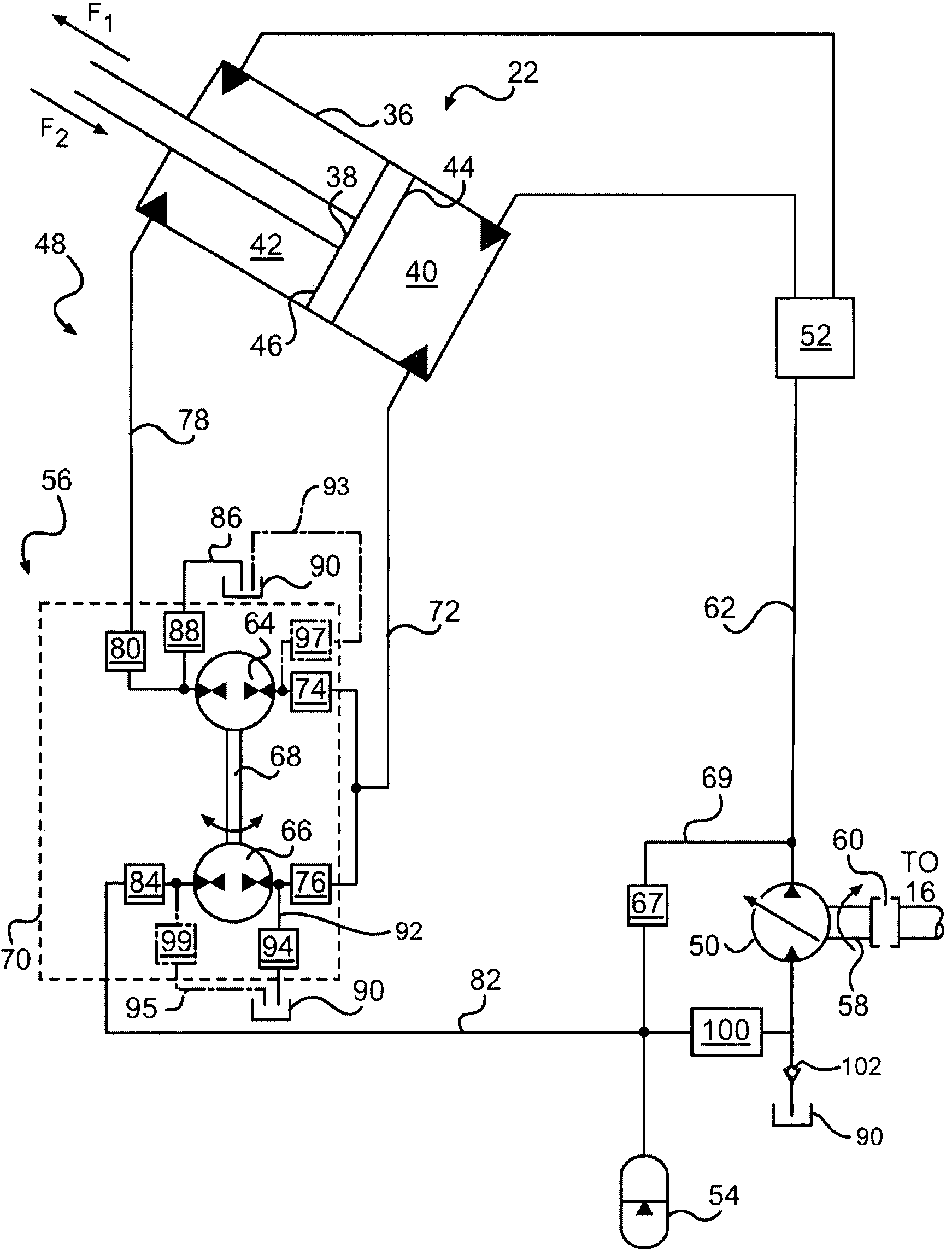 Bidirectional hydraulic transformer