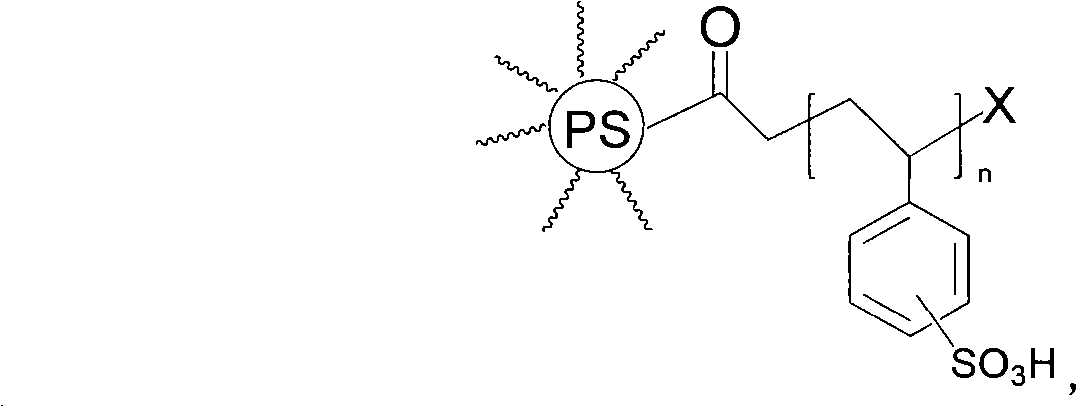 Polystyrene star-like sulfonic resin