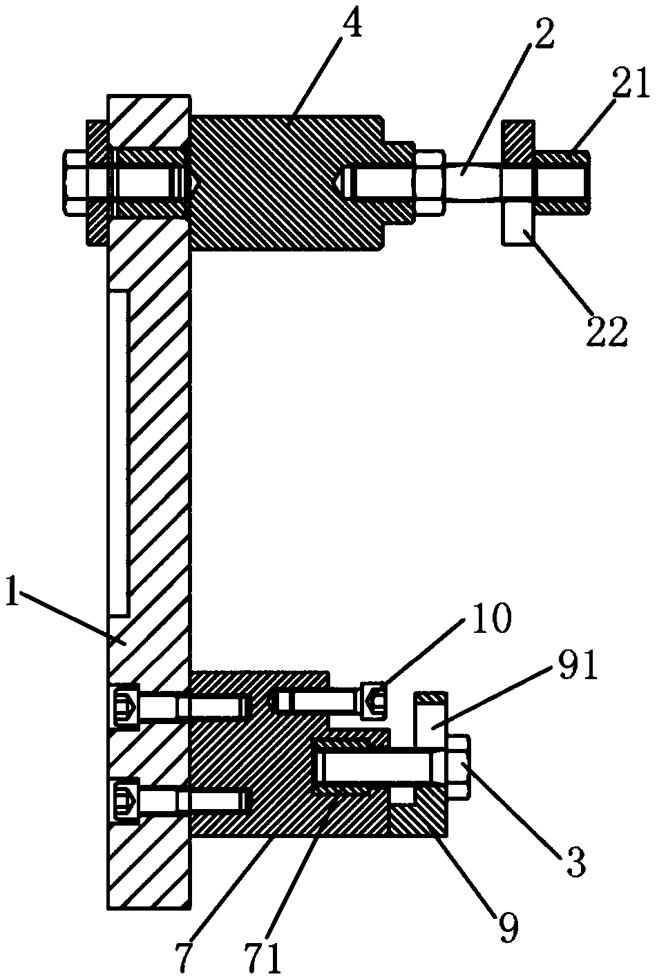 Turning machining clamp for middle disc surface of brake bottom plate