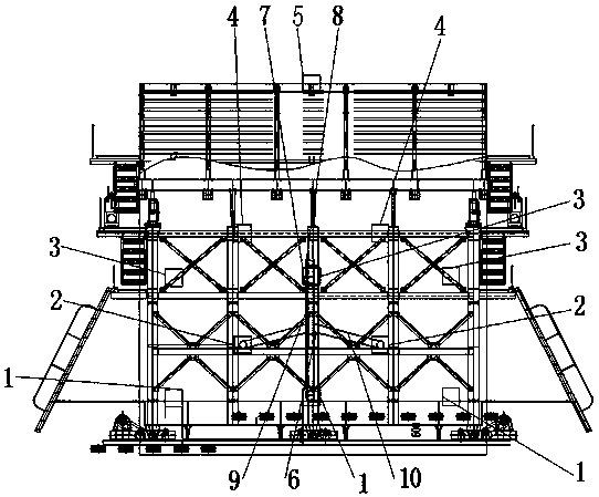 Second-liner branch warehouse pouring construction equipment for large-section tunnel and construction method