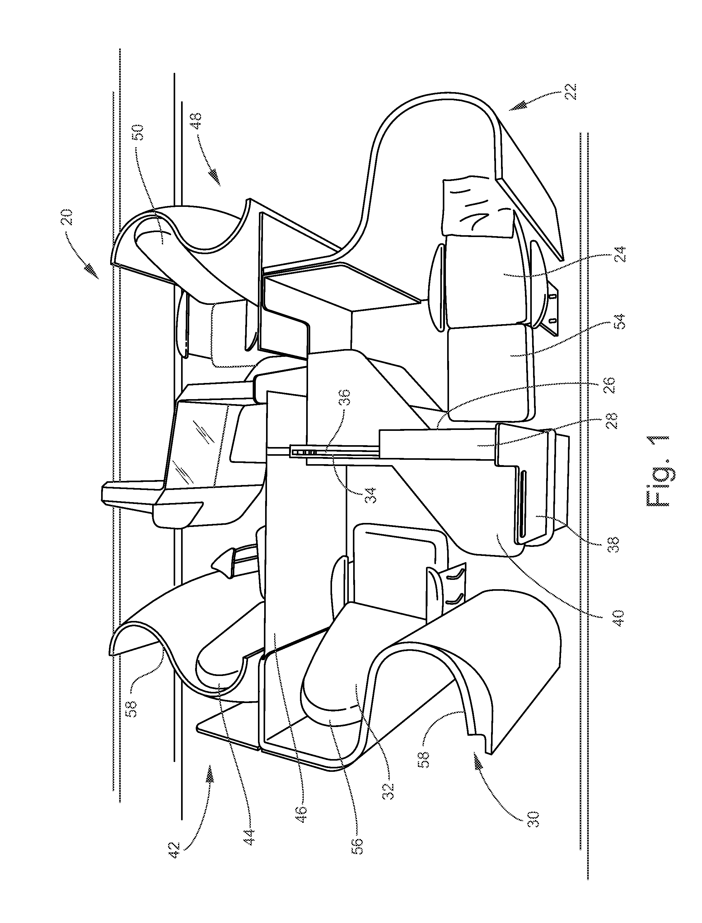 Passenger suite seating arrangement with moveable video monitor