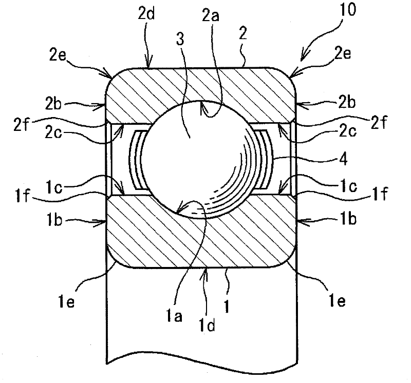 Constituent member of bearing, process for production of same, and ball-and-roller bearing provided with the constituent member