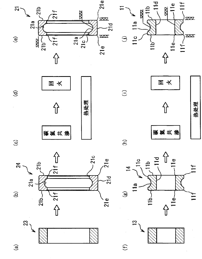 Constituent member of bearing, process for production of same, and ball-and-roller bearing provided with the constituent member