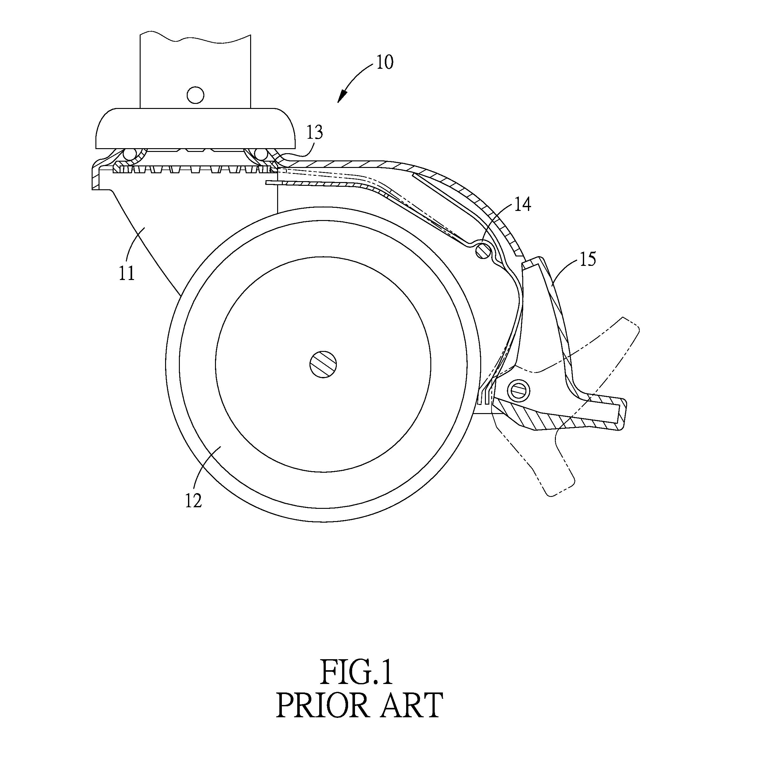 Castor with separate brake device and brake release device