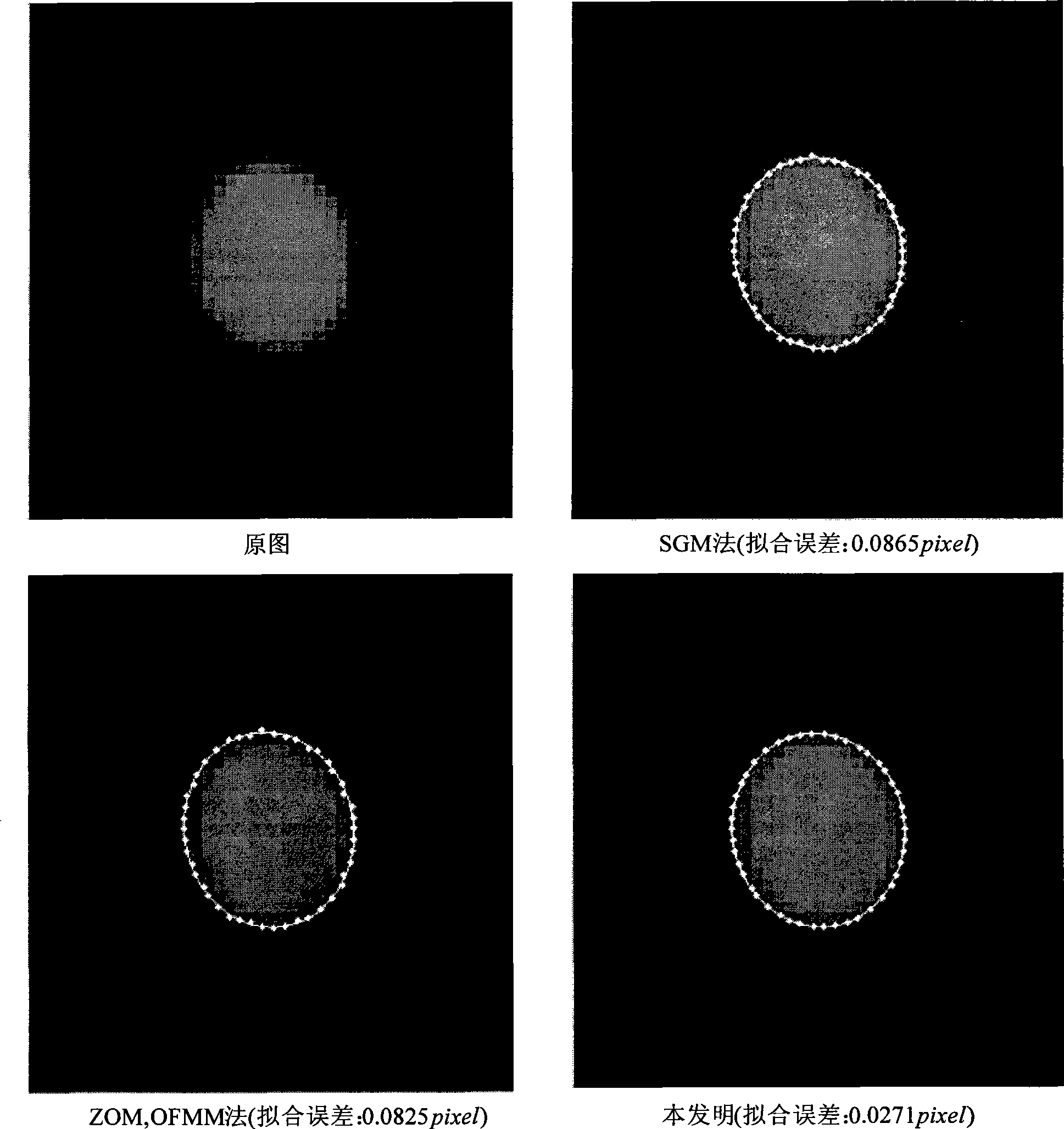 Method for orientating secondary pixel edge of oval-shaped target