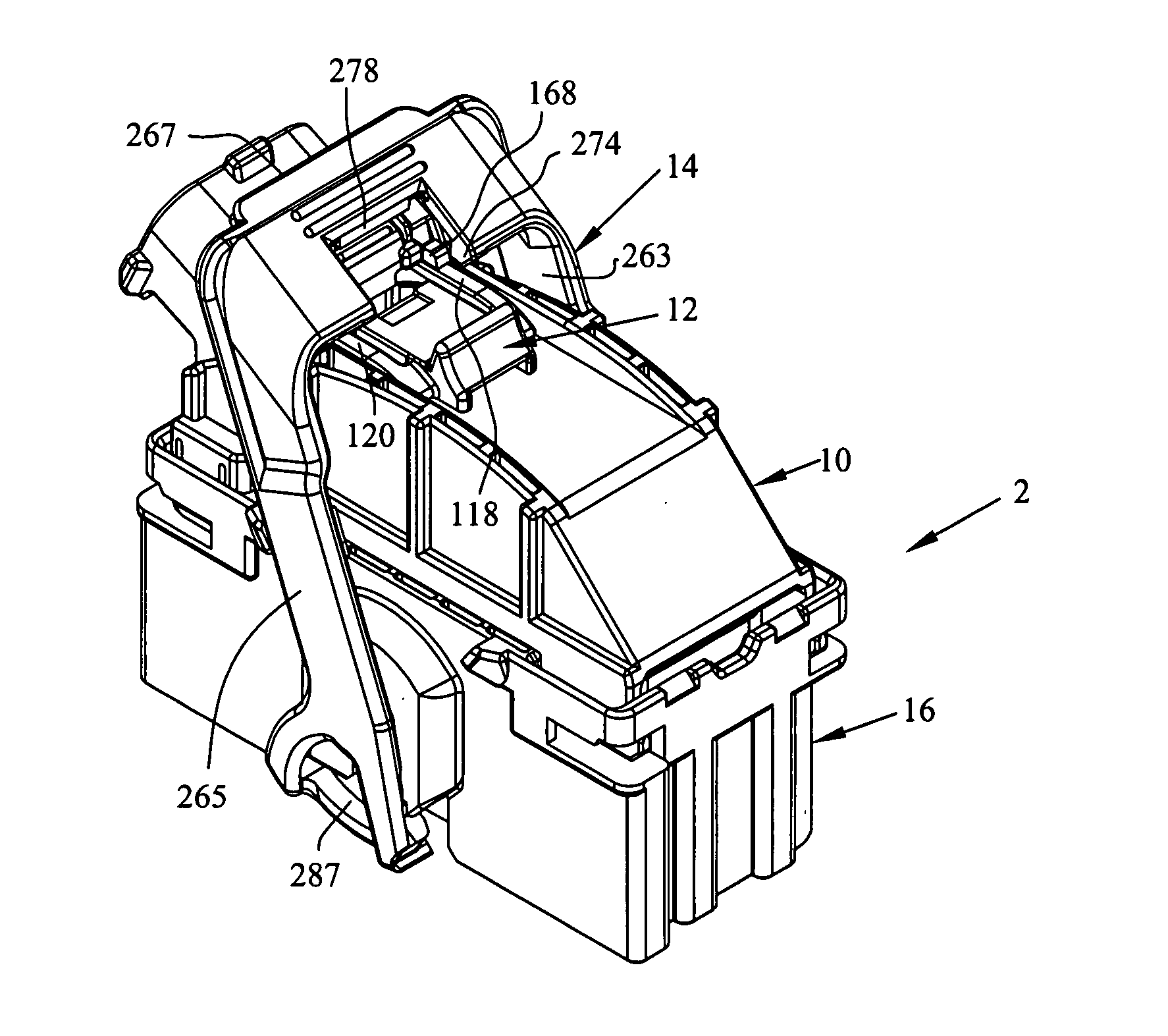 Lever mated connector assembly with a latching and overstress mechanism