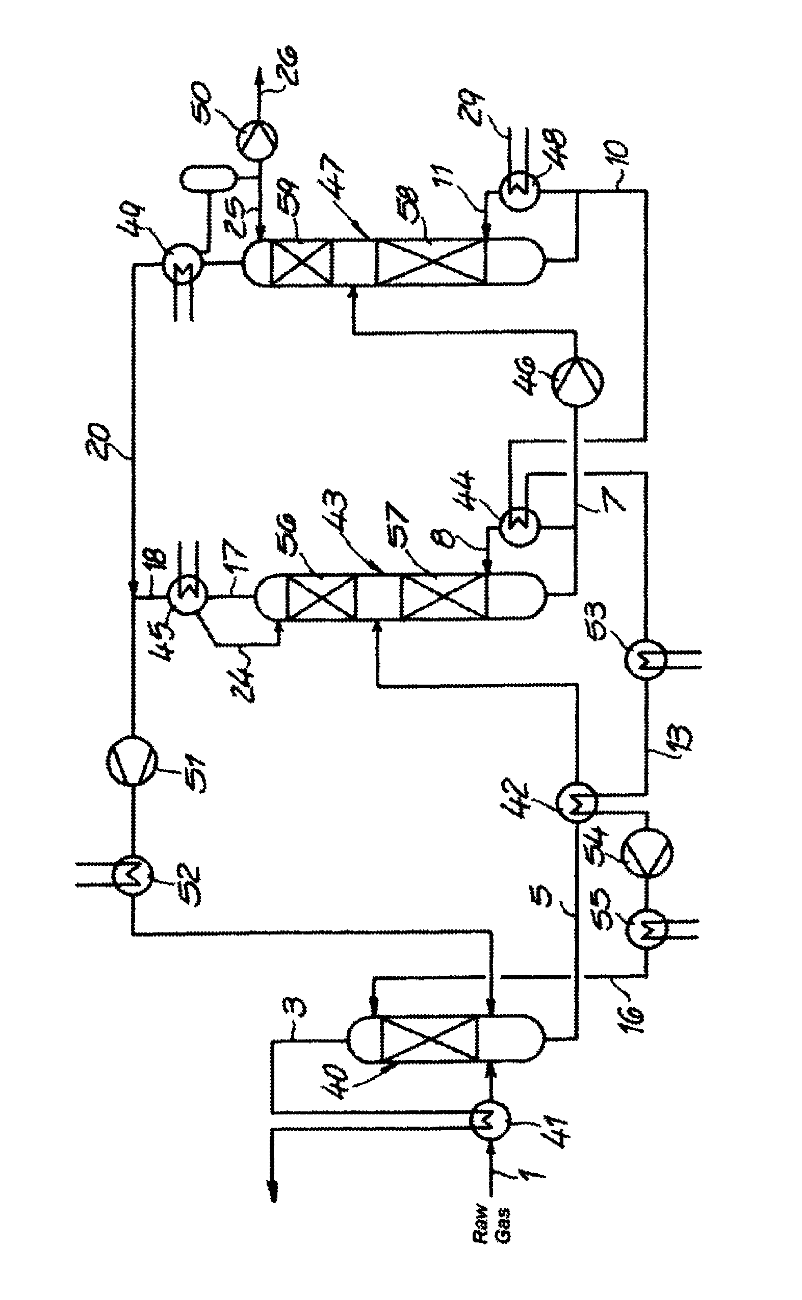 Method for purifying gases and obtaining acid gases
