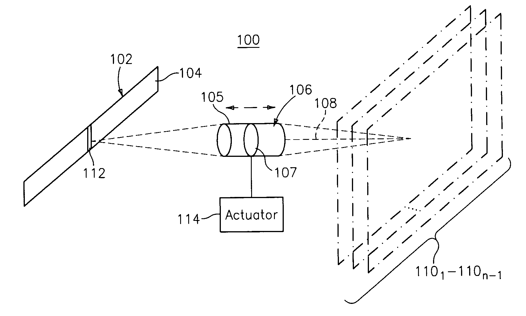 Imaging arrangement and barcode imager for imaging an optical code or target at a plurality of focal planes