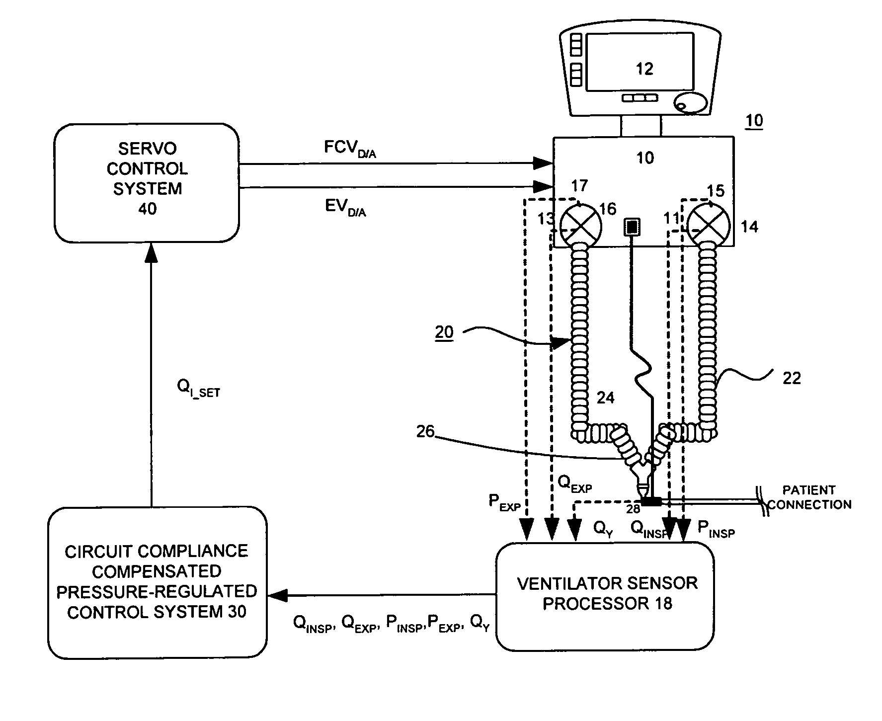 System and method for circuit compliance compensated pressure-regulated volume control in a patient respiratory ventilator