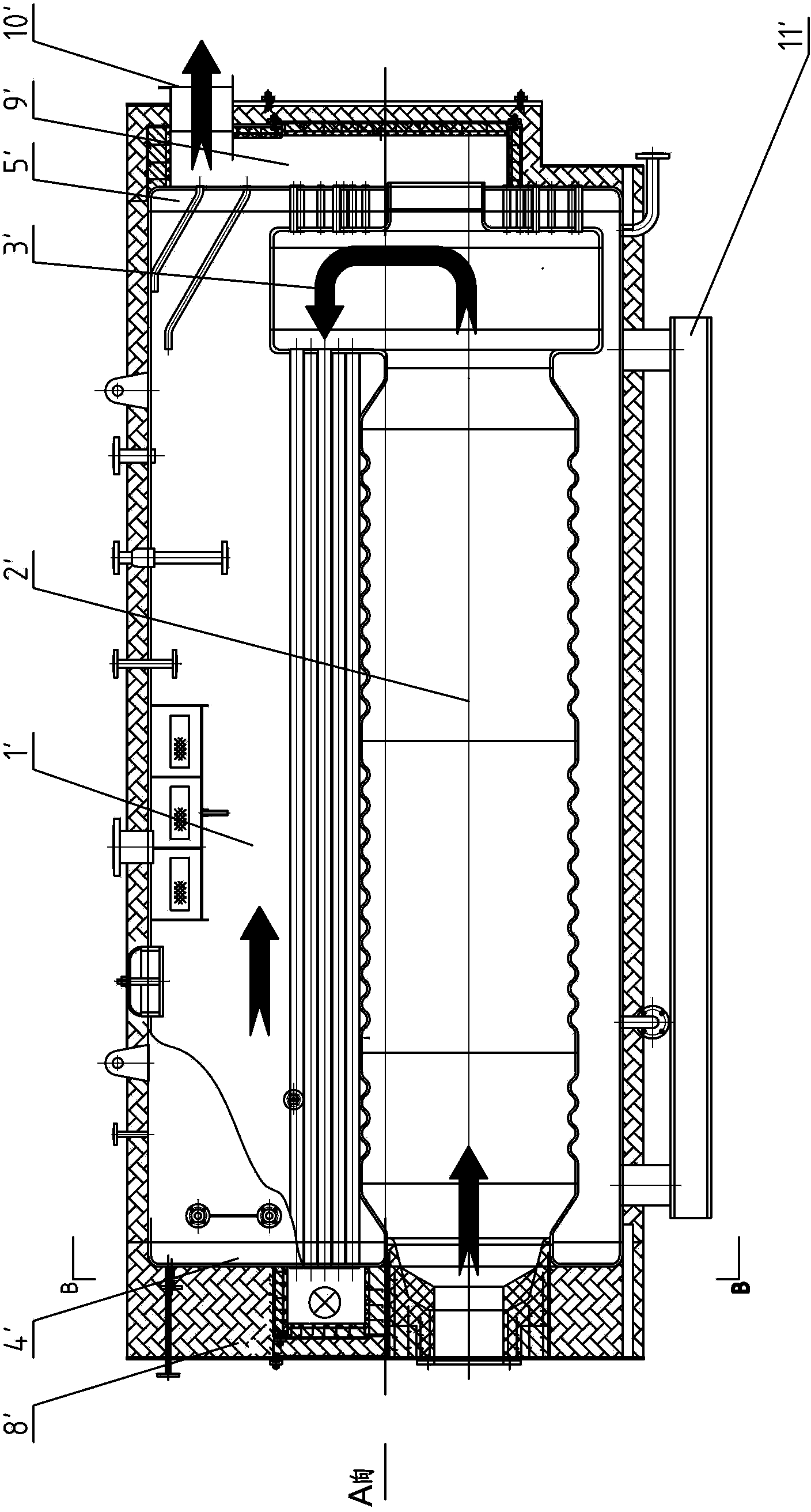 A horizontal double-channel pulverized coal boiler