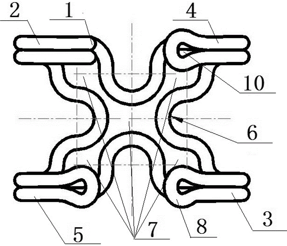 Memory alloy wire double beam breastbone fixator containing two pairs of surrounding arms