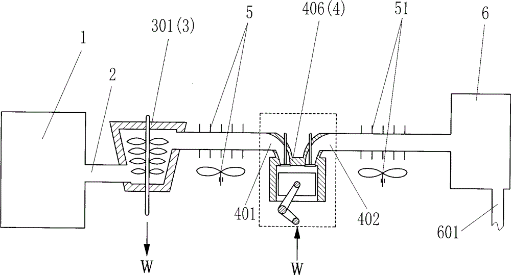 Compression type exhaust gas self cooling system