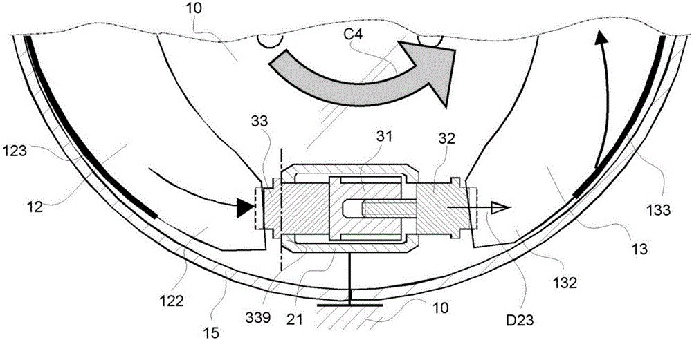 Actuator driven by gear having axial guide rail, and drum brake and braking device provided with same