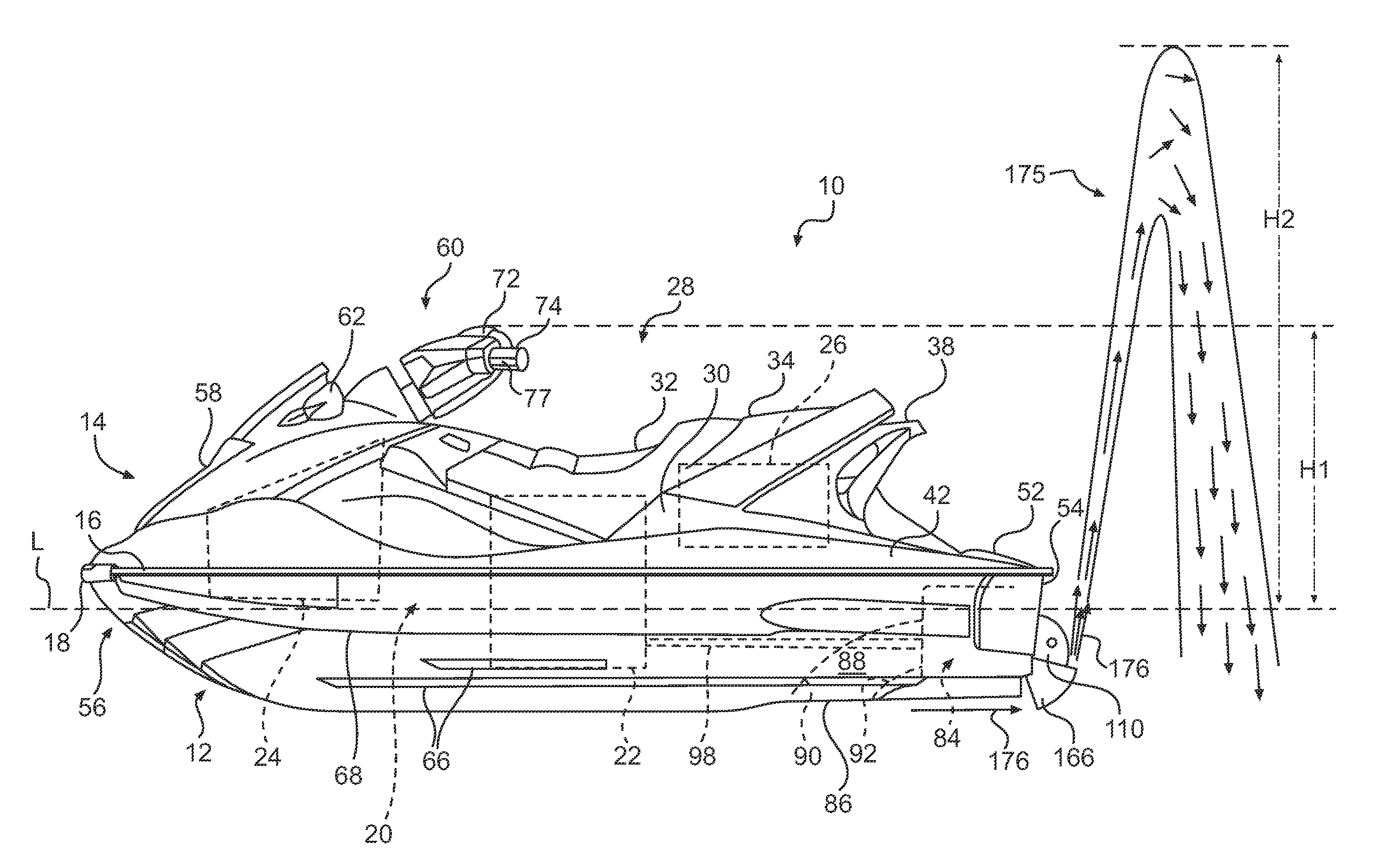Method of indicating a deceleration of a watercraft