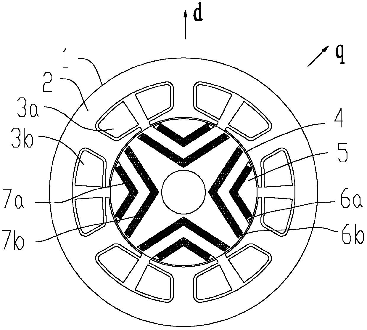 Permanent magnet auxiliary synchronous reluctance motor and mounting method thereof