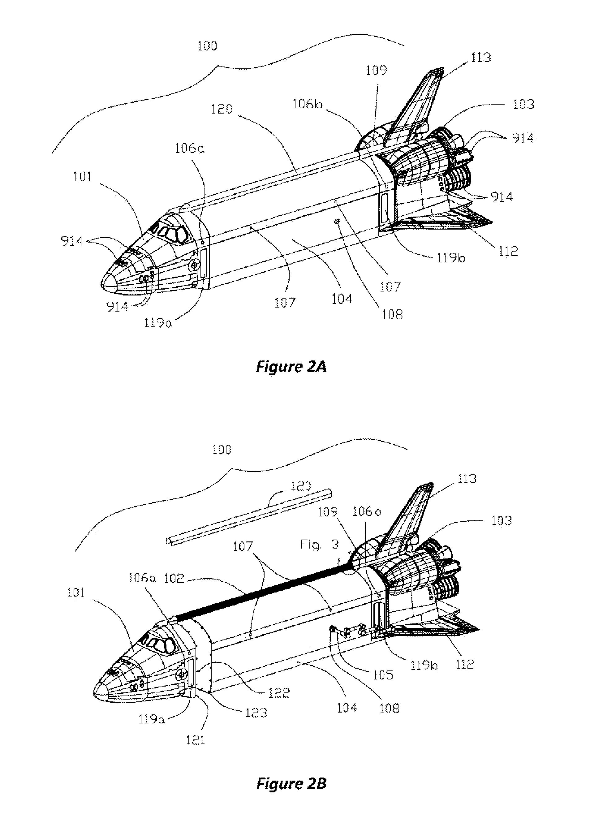 Space shuttle orbiter and return system