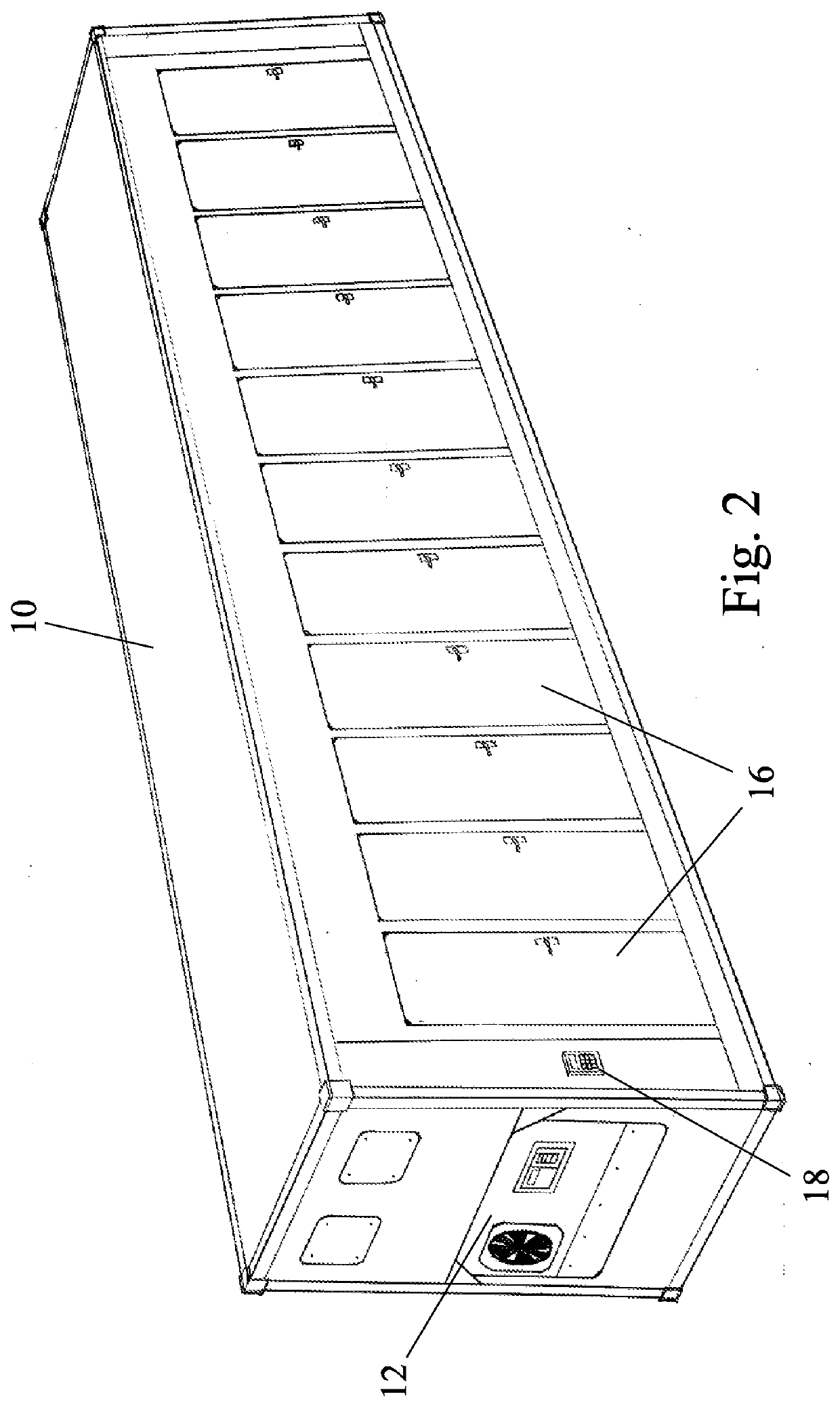 Transportable refrigerated container and method of distribution of perishable goods