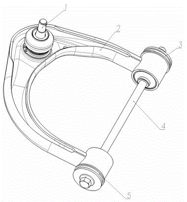 Upper oscillating arm assembly of automobile double-wishbone suspension