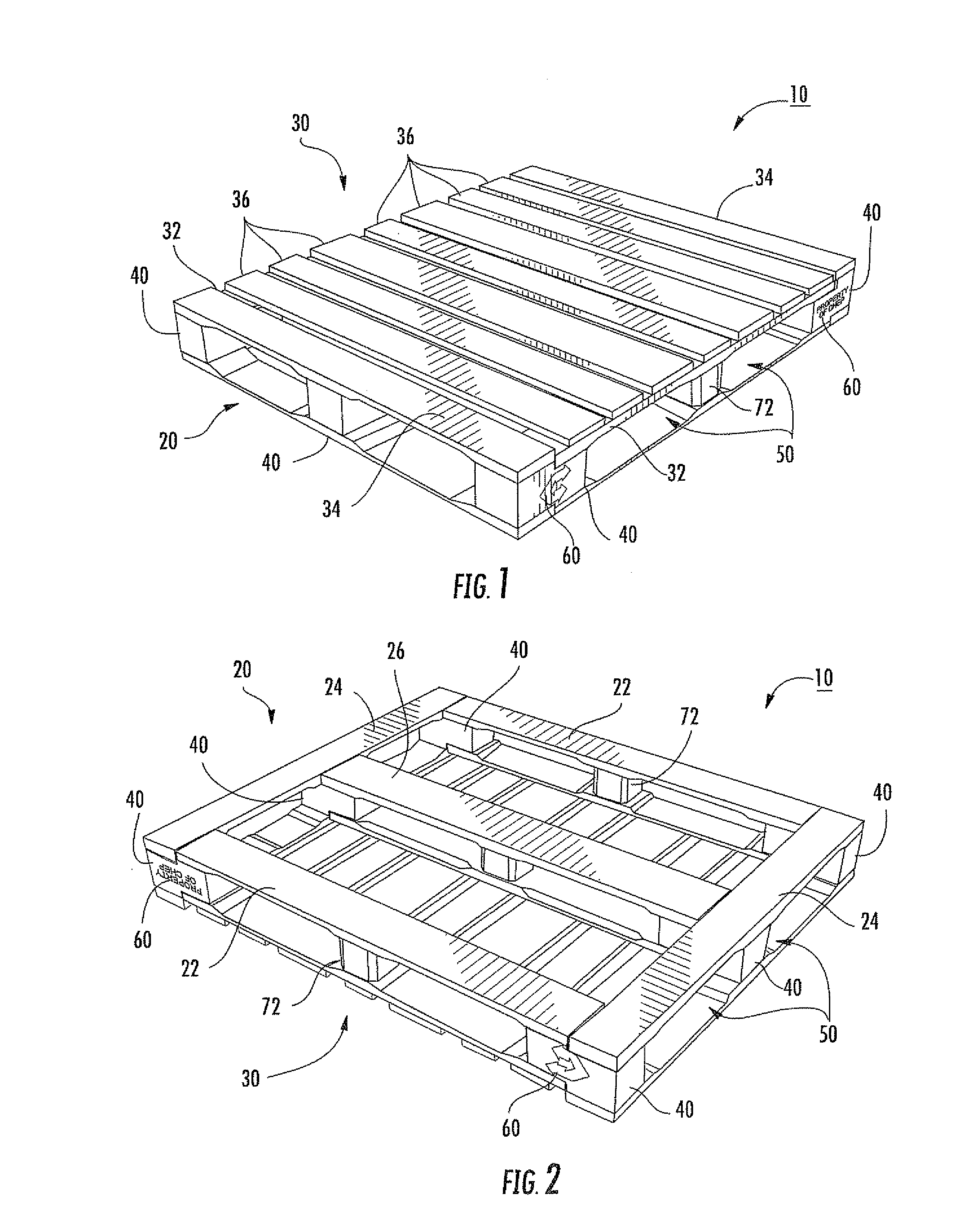 Pallet with strength plates and related methods