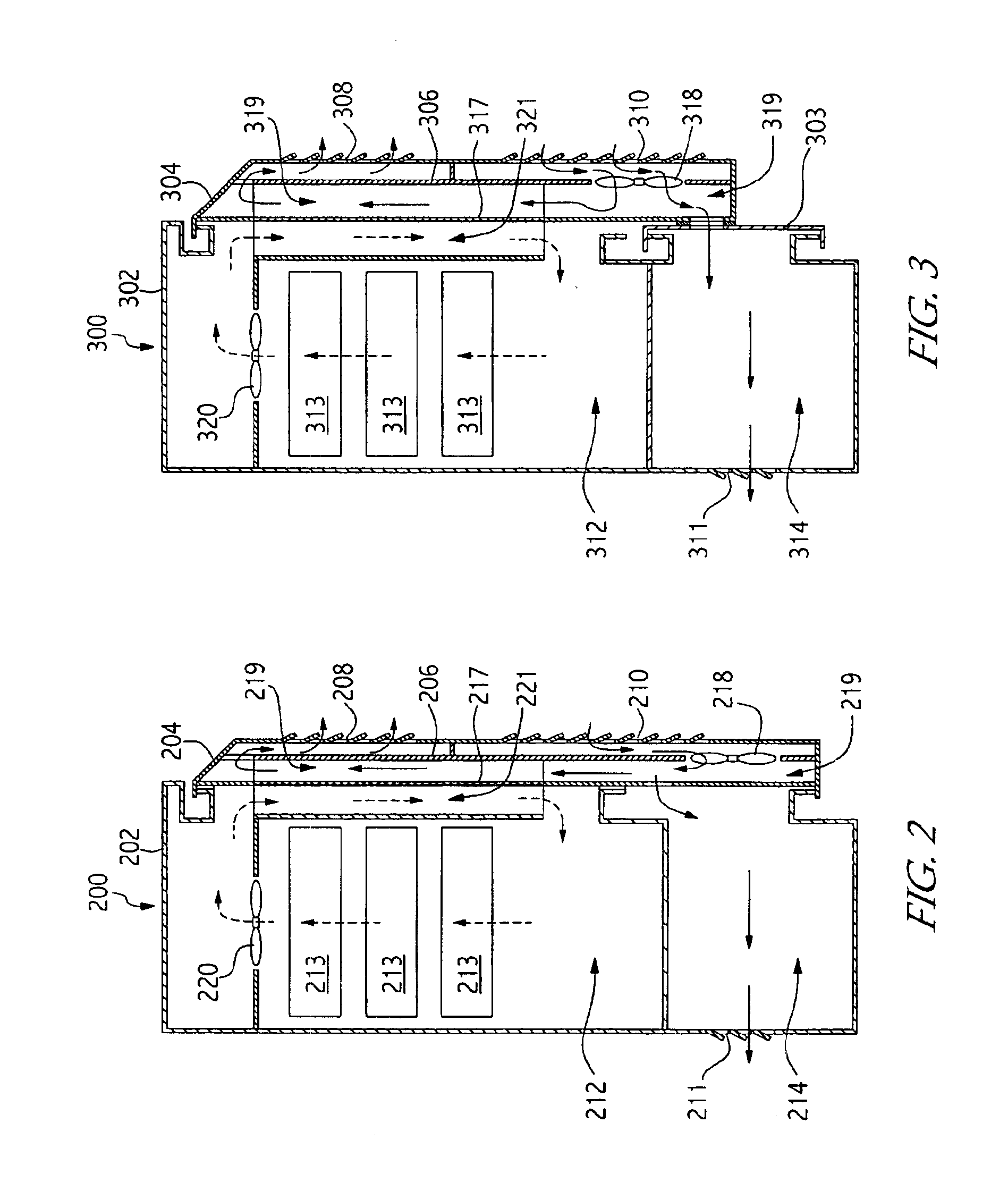 Systems and methods for weatherproof cabinets with multiple compartment cooling