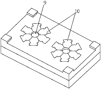 A circular product injection mold with a push-rod slide block demoulding structure