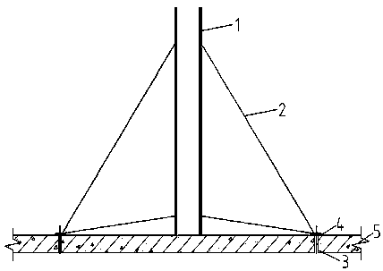 Fixing method for inclined struts of building wall and floor slab