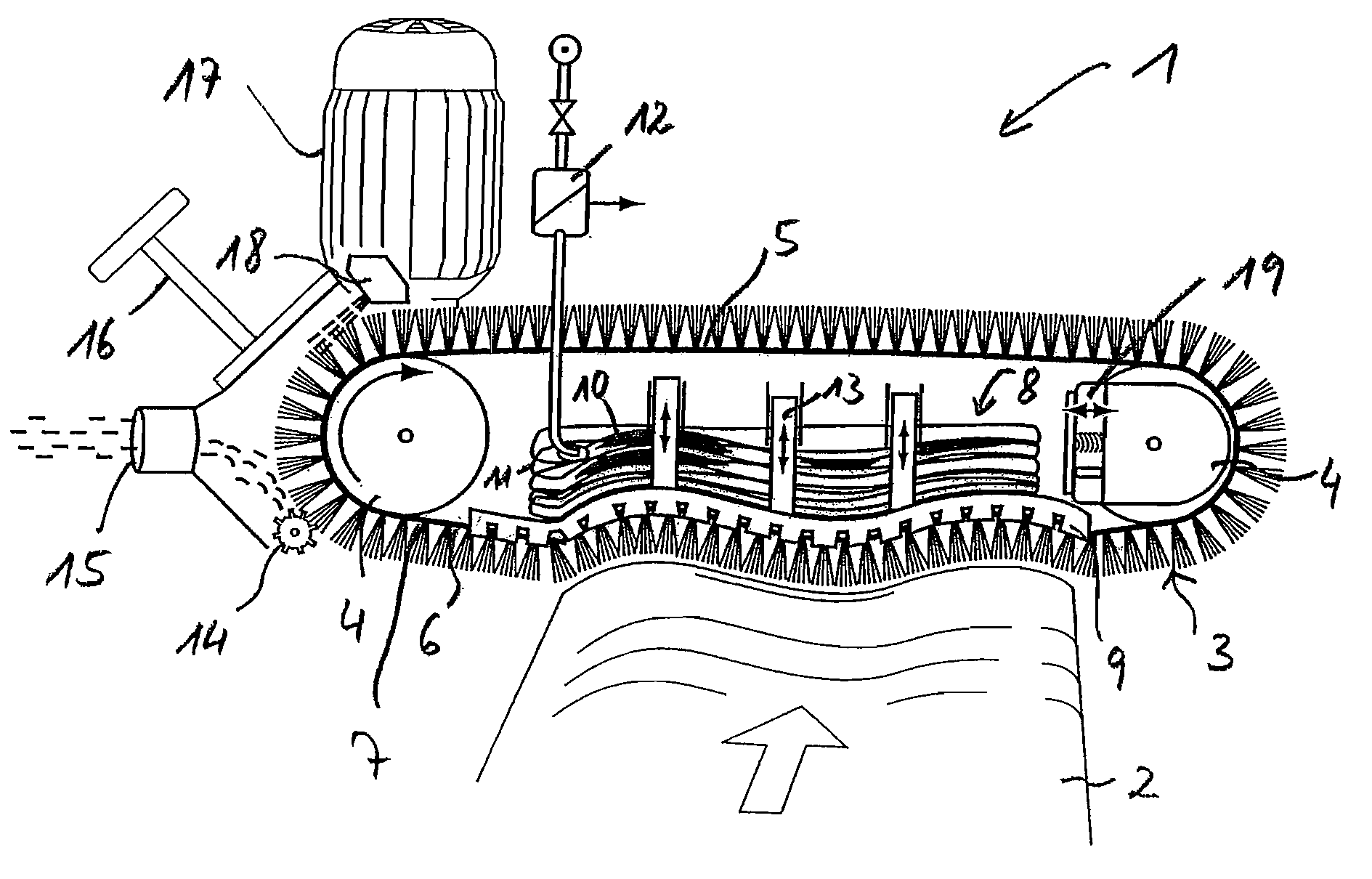 Arrangement for cleaning surfaces with cleaning equipment having a cleaning belt