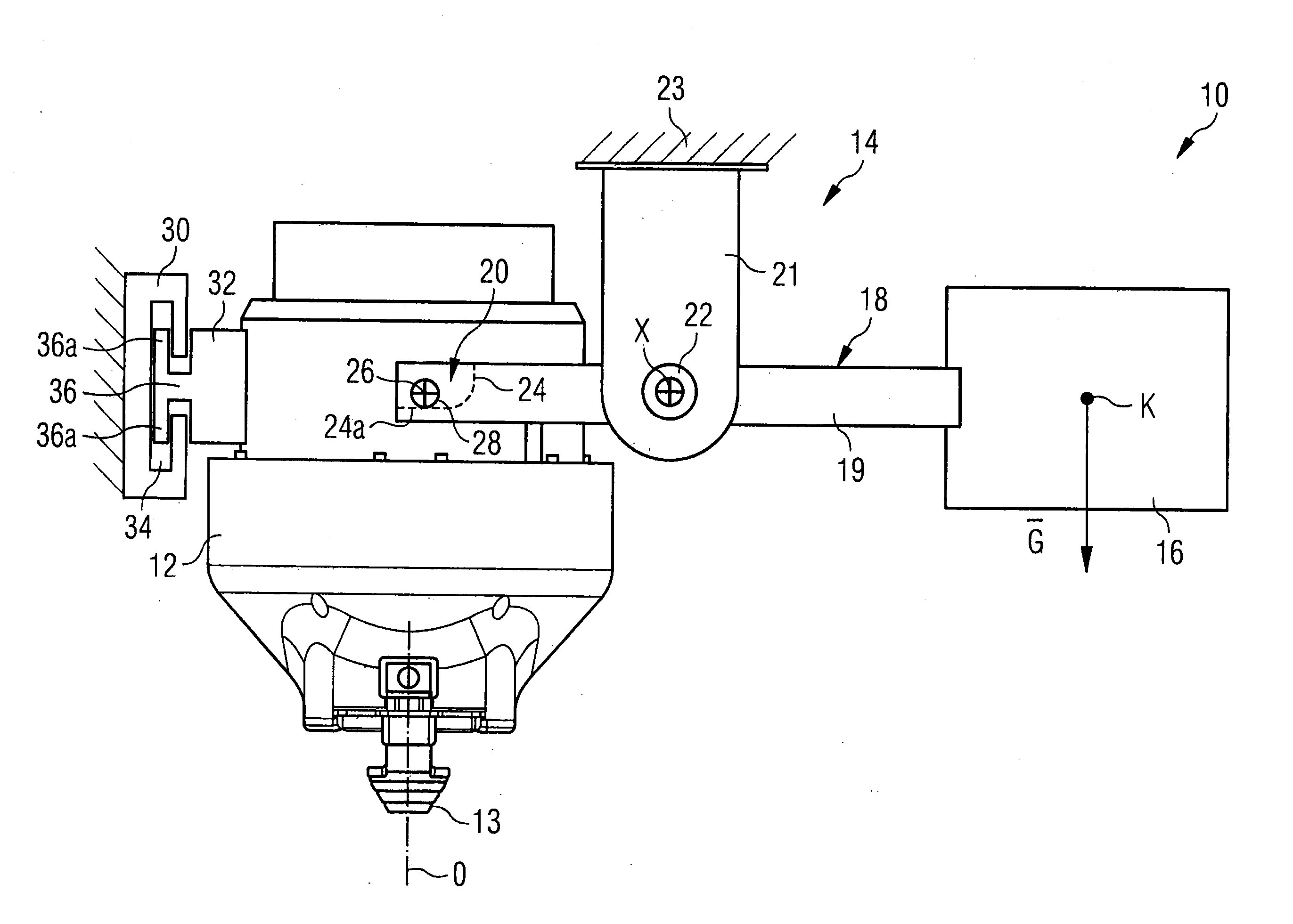 Apparatus for Movable and Weight-Compensating Suspension of a Focusing Objective of a Laser System