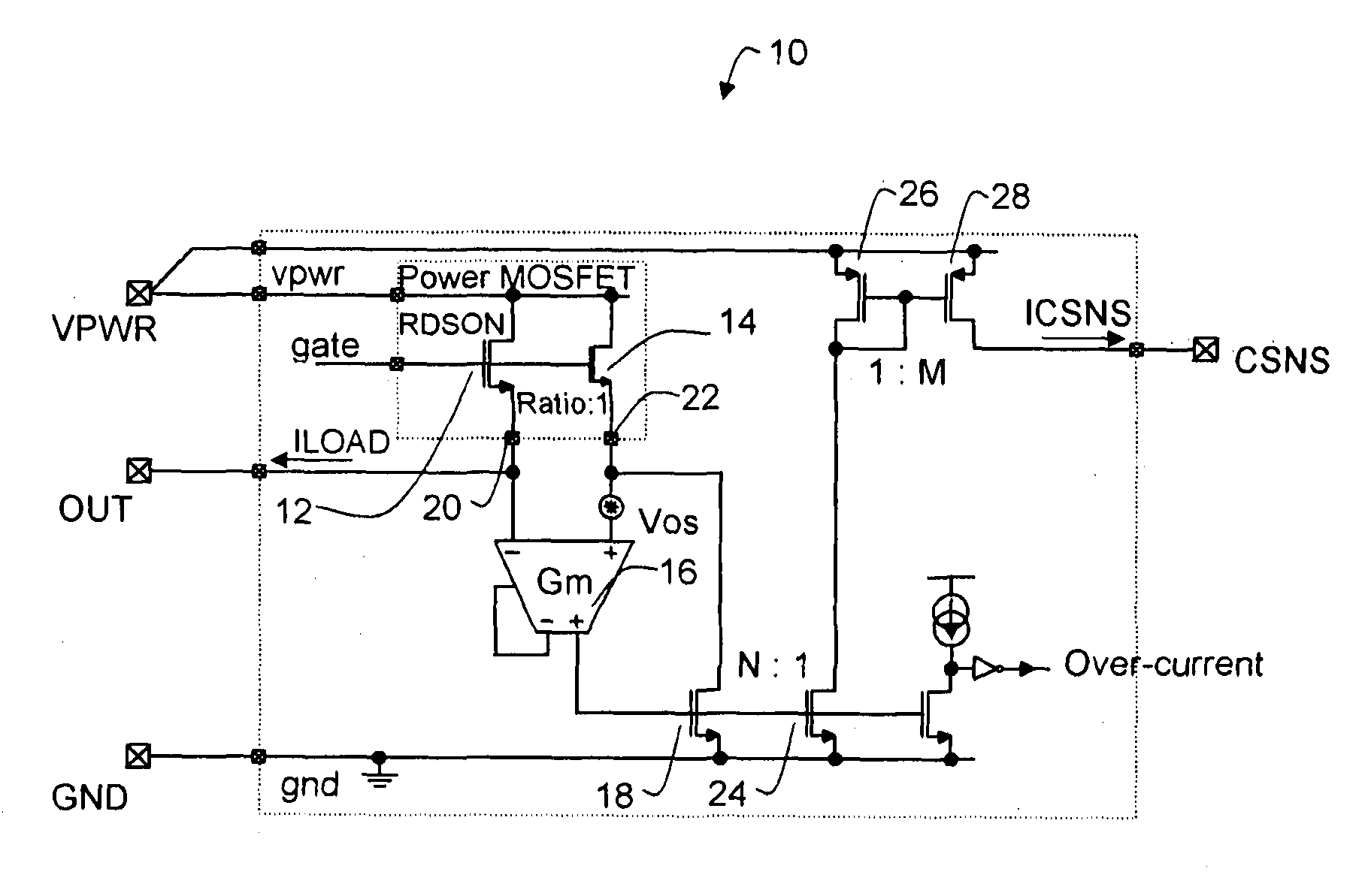 Power switching apparatus and method for improving current sense accuracy
