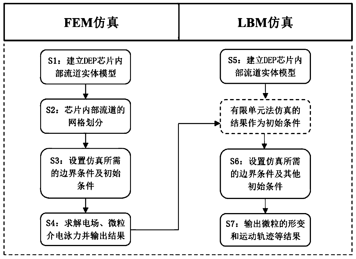 Indirect coupling simulation method of microfluidic dielectrophoresis sorting chip