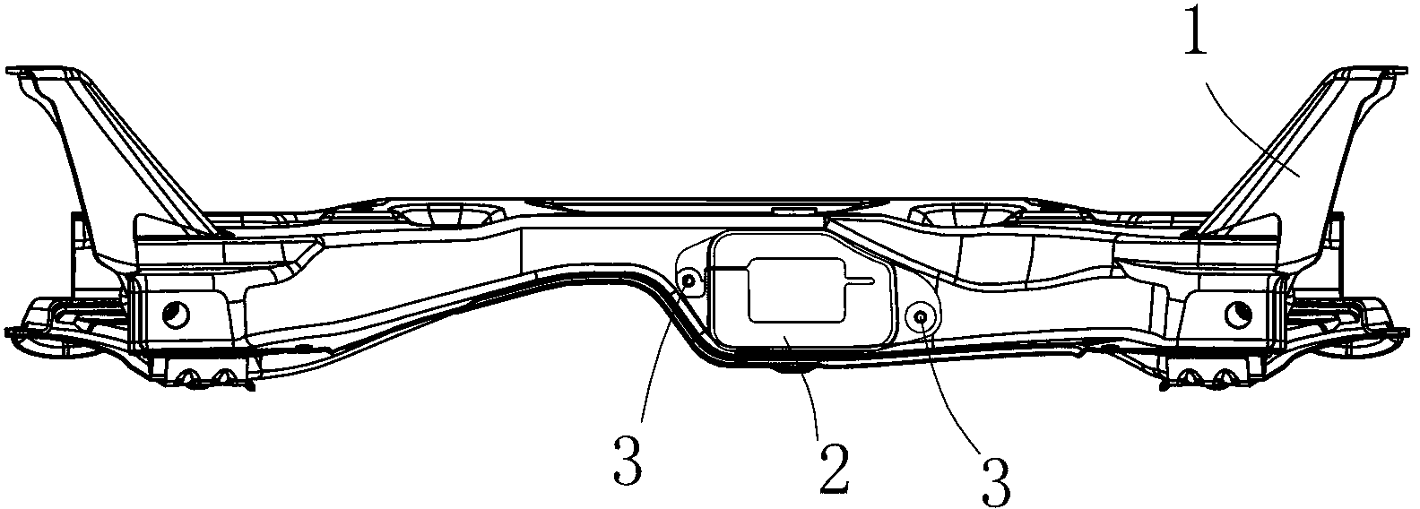 Automobile sub-frame with rear suspension splash guard