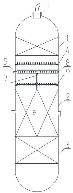 Liquid phase distribution control device and partition plate rectifying tower comprising same