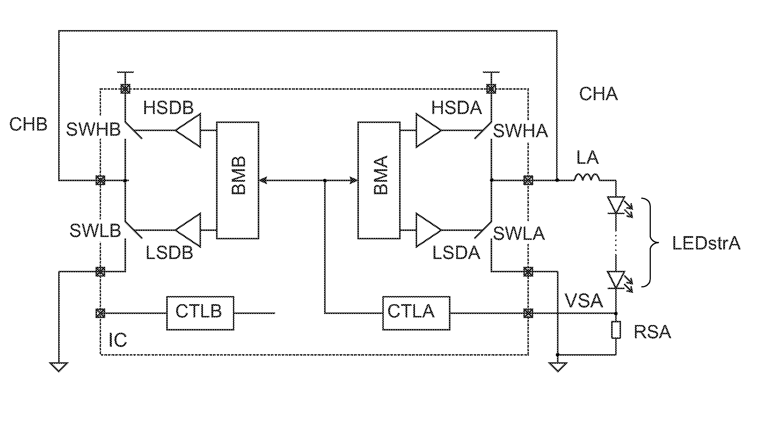 Electronic device for driving LED strings