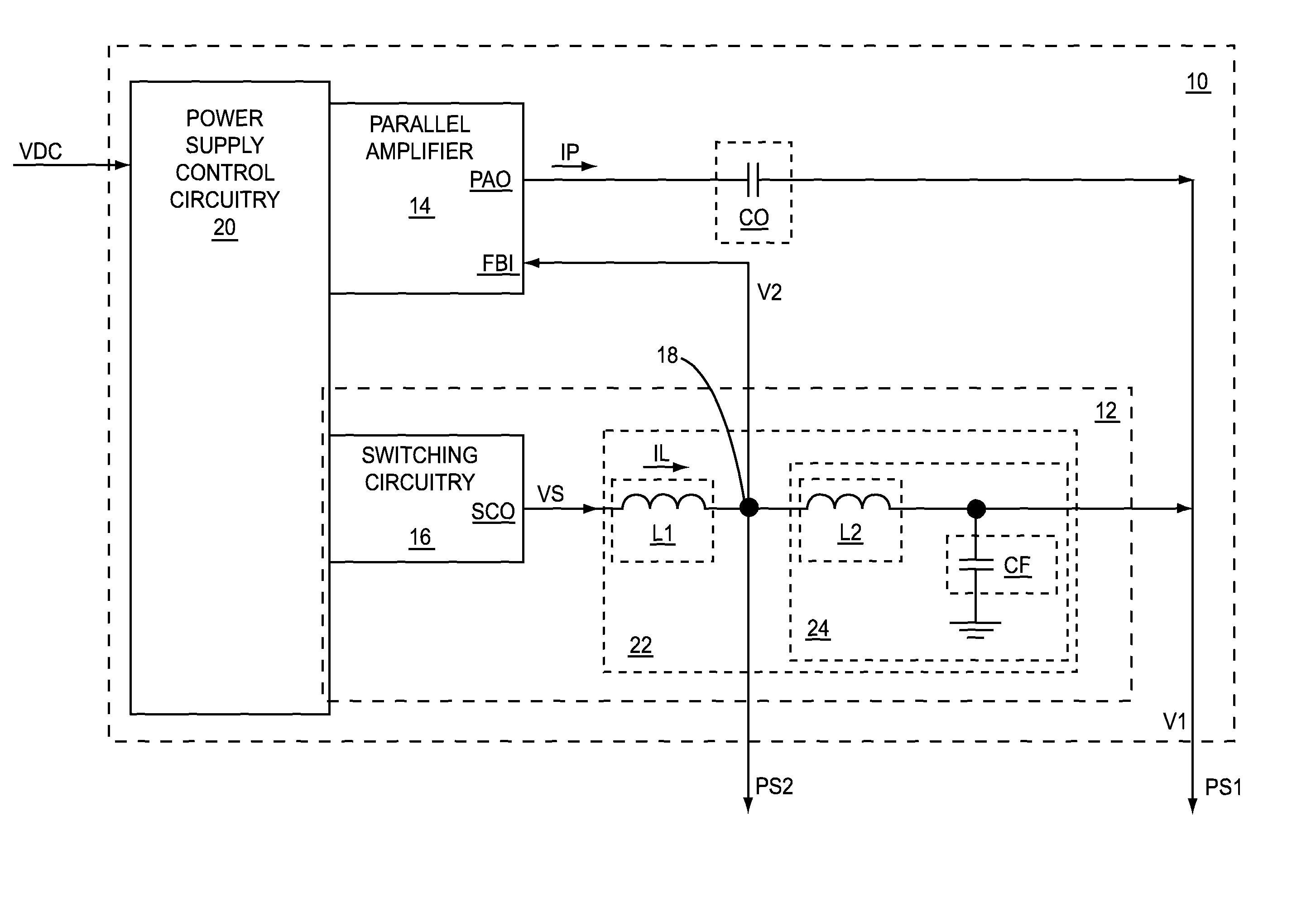 Inductance based parallel amplifier phase compensation